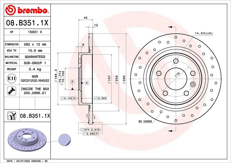 Opel Astra J Zafira C Chevrolet Cruze Arka Fren Aynası BREMBO