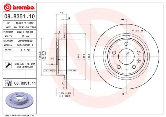 Opel Astra J Zafira C Chevrolet Cruze Arka Fren Aynası BREMBO