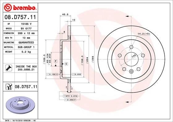 Opel Astra K Arka Fren Diski Dolu BREMBO