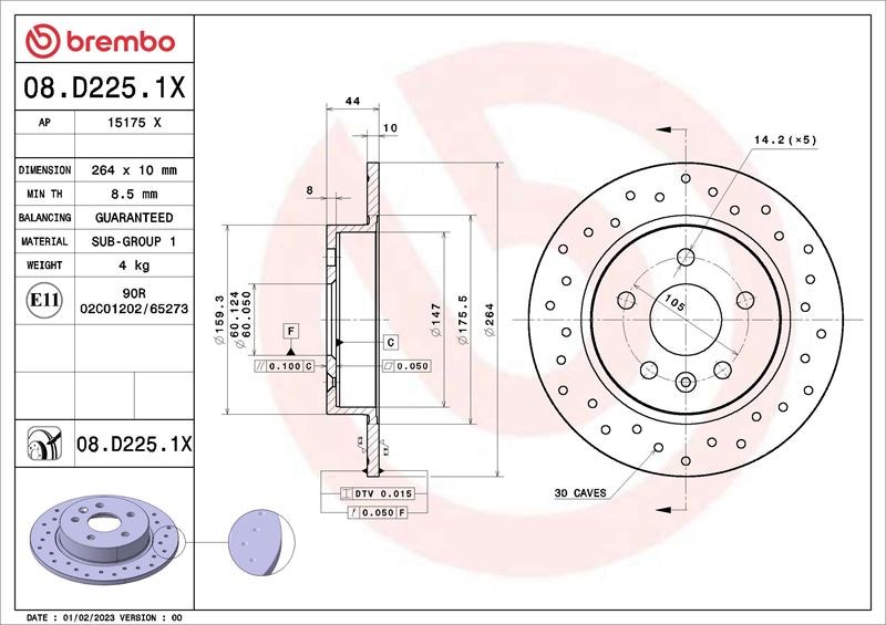 Opel Astra K Arka Fren Aynası BREMBO