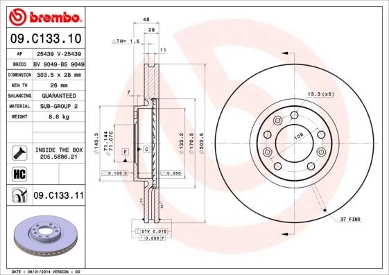 Opel Astra L Grandland Combo E Ön Fren Aynası Havalı BREMBO