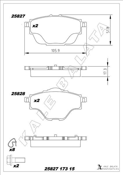 Opel Astra L Arka Fren Balatası 290mm KALE-BALATA