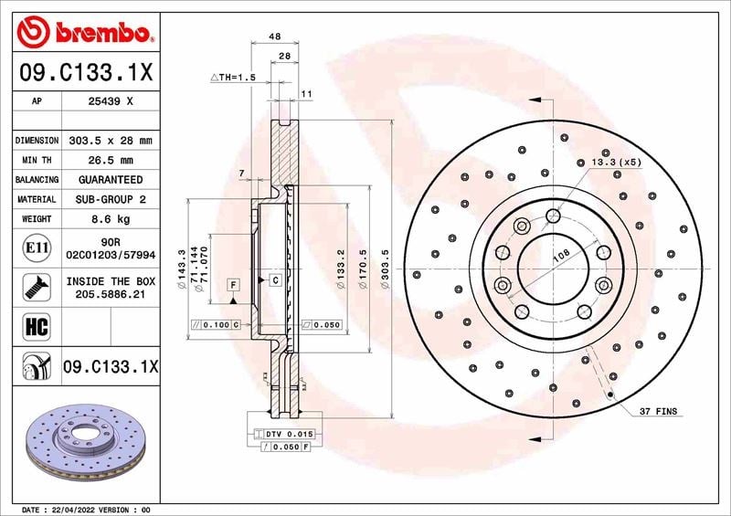 Opel Astra L Grandland Combo E Ön Fren Aynası Havalı BREMBO