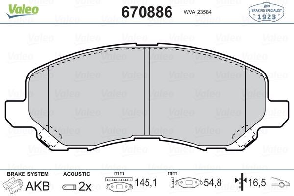 Mitsubishi ASX Lancer Citroen C4 Peugeot 4008 Ön Fren Balatası VALEO