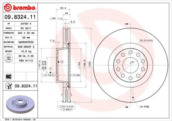 Audi Ön Fren Diski UV Kaplamalı BREMBO