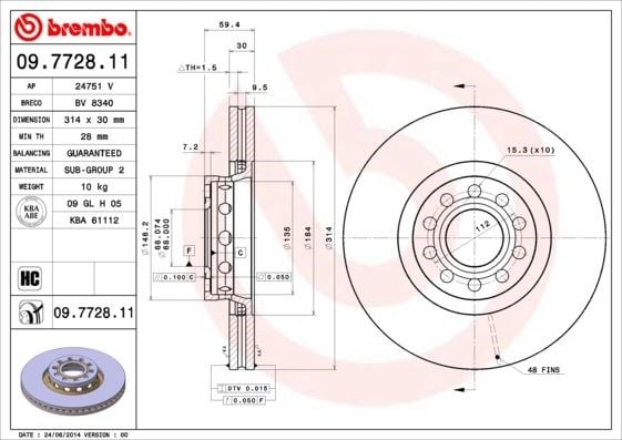 Audi Ön Fren Diski UV Kaplamalı BREMBO
