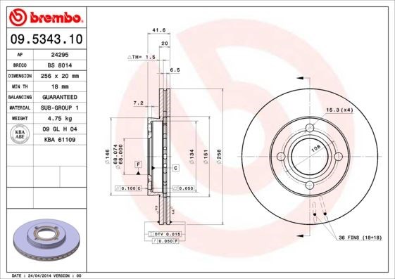 Audi Ön Fren Diski Standard BREMBO