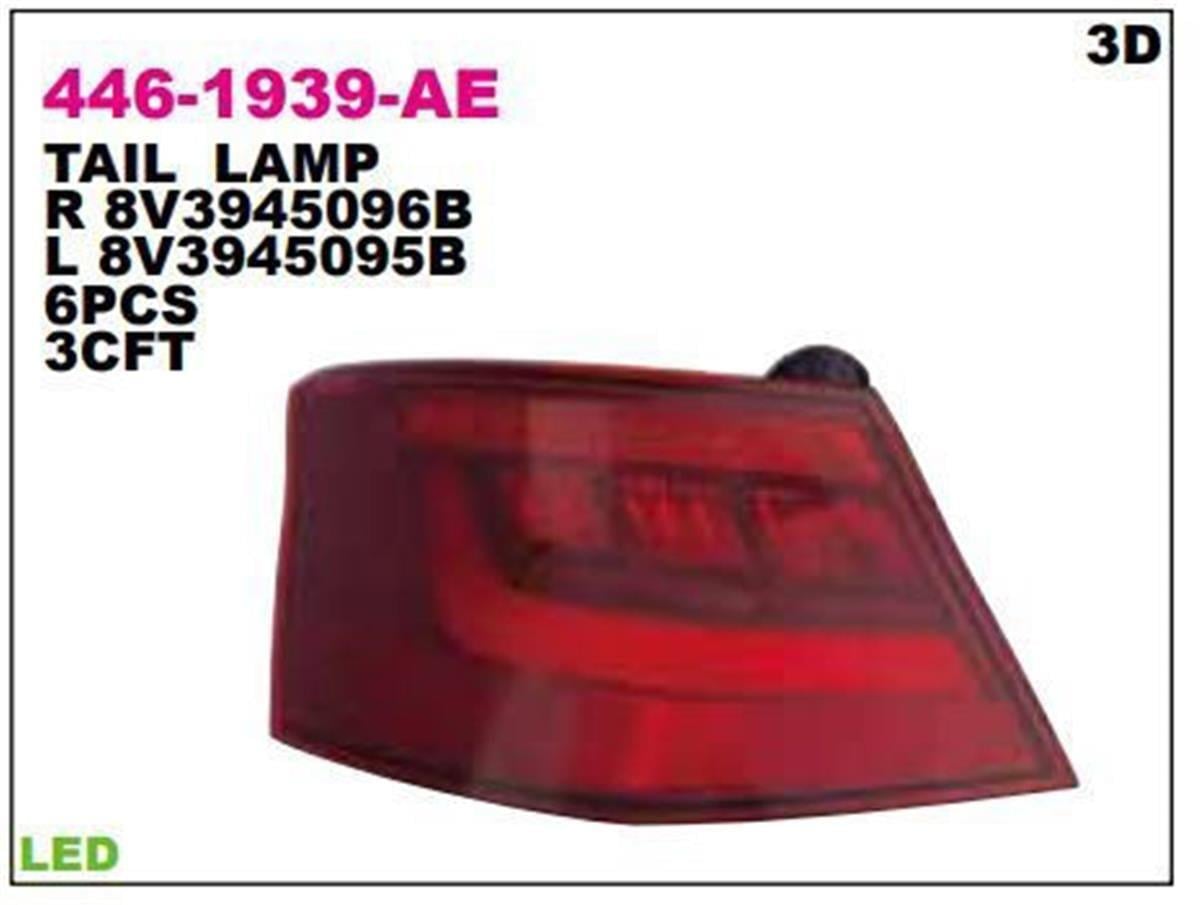 Audi A3 Sağ Dış Stop Lambası Depo 8V3945096b