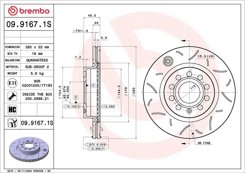 Audi A3 Seat Altea Leon Toledo Skoda Octavia Fren Diski BREMBO