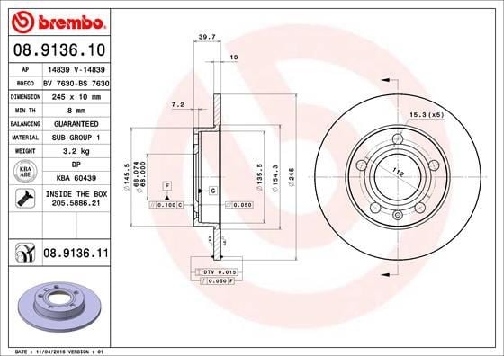 Audi A4 Arka Fren Aynası BREMBO