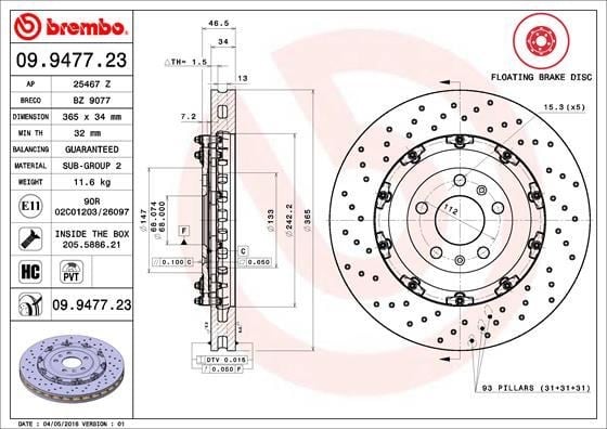 Audi Ön Fren Diski Floating BREMBO