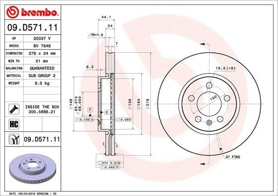 Audi Ön Fren Diski Havalı BREMBO
