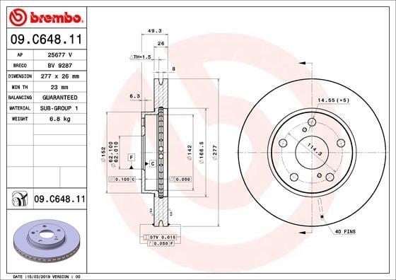 Toyota Auris Ön Fren Diski Hava Kanallı BREMBO