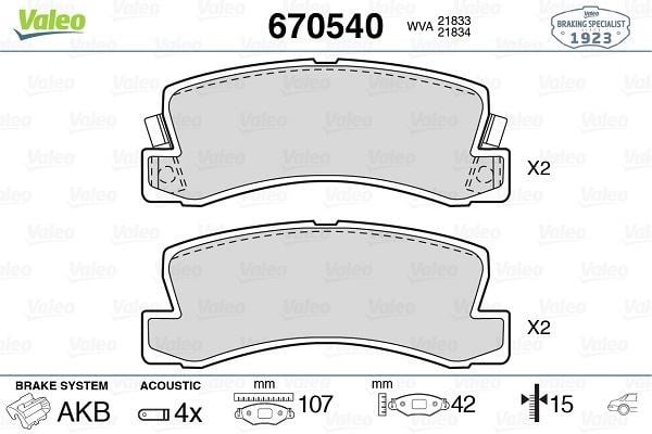Lexus ES 300 Toyota Avensis Arka Disk Fren Balatası VALEO