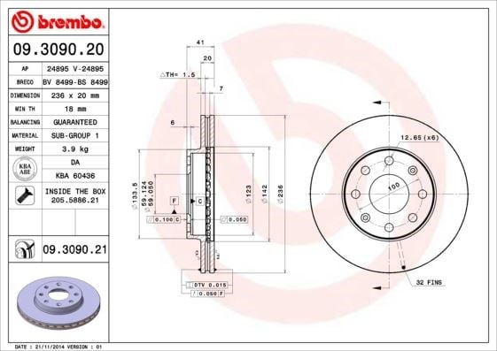 Chevrolet Aveo Kalos Ön Fren Disk Aynası Havalı BREMBO