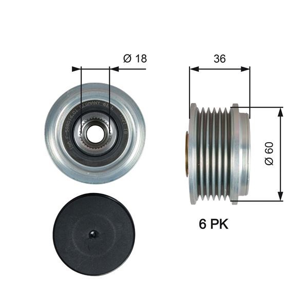 Toyota Aygo Alternatör Kasnağı Rulmanlı GATES