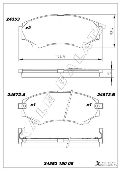 Mazda B2500 Ranger Ön Fren Balatası KALE-BALATA