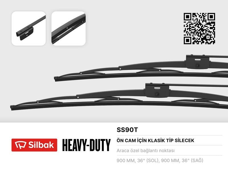 Otobüs Silecek Süpürgesi 900mm Vidalı Tip SILBAK