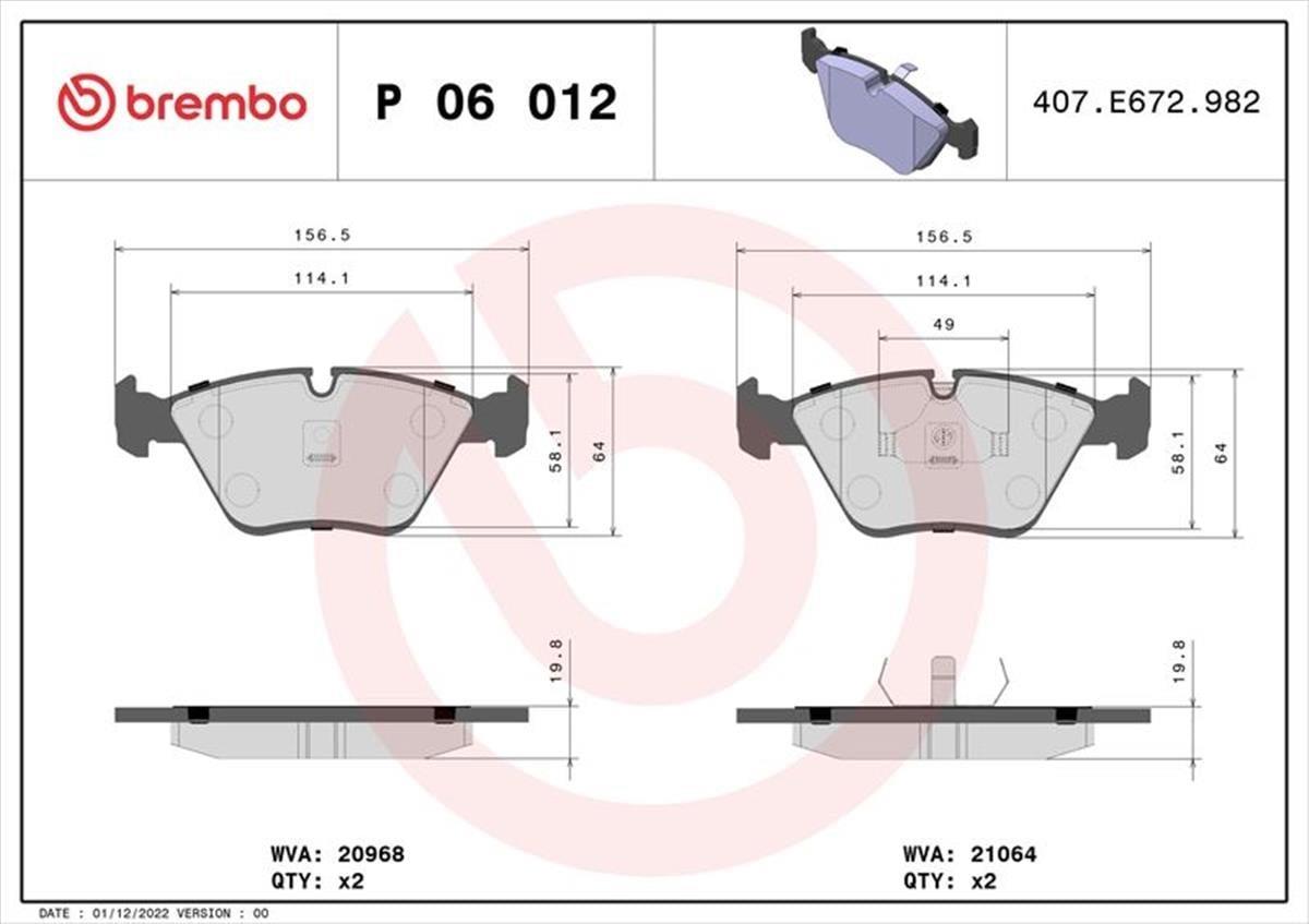 Bmw E32 E34 Ön Fren Balatası Brembo Wva 20968 Low-Met 34111162535