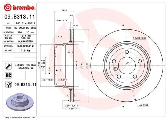 BMW E60 X Drive Arka Fren Diski [Havalı, UV Kaplamalı] BREMBO