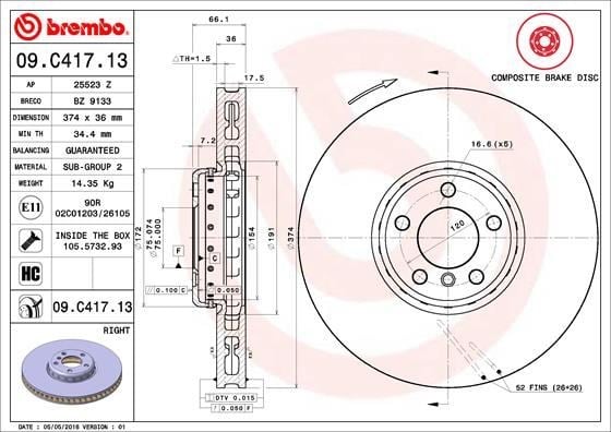 BMW Ön Fren Diski Composite BREMBO