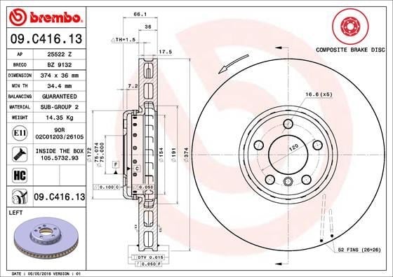 BMW Ön Fren Diski Composite BREMBO