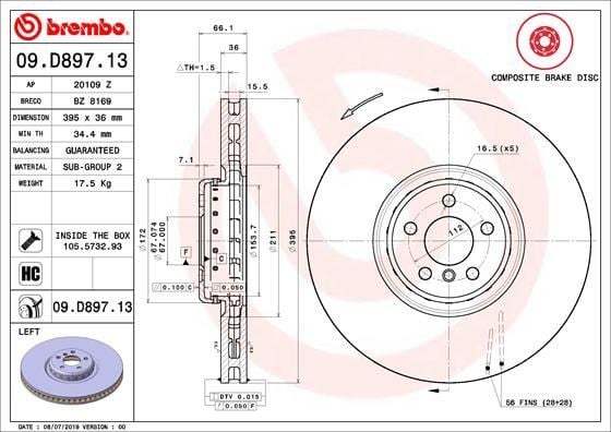 BMW 7 G12 Ön Fren Diski Sol BREMBO