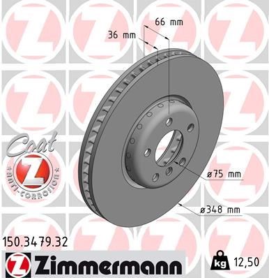 BMW 5 Serisi F10 F07 F11 6 Serisi F12 F13 Sağ Ön Fren Diski ZIMMERMANN