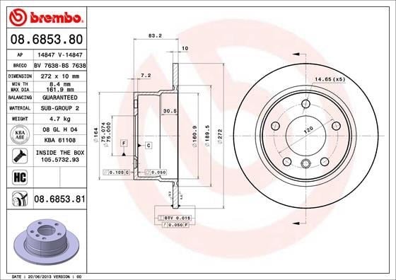 BMW Arka UV Kaplamalı Fren Diski BREMBO