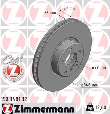 BMW 5 Serisi E60 E61 6 Serisi E63 E64 Ön Fren Diski ZIMMERMANN