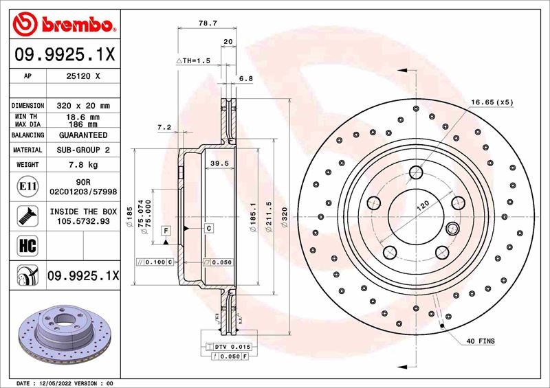 BMW X5 E70 LCI F15 X6 E71 F16 Çizgili Arka Fren Diski BREMBO