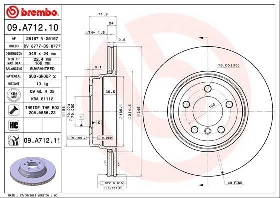 BMW Arka Fren Diski UV Kaplamalı BREMBO