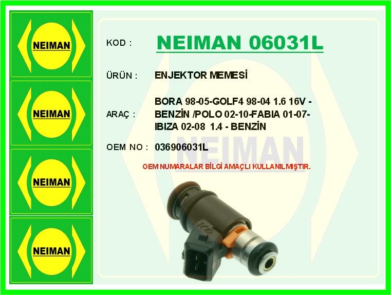 Volkswagen Bora Golf 4 1.6 16V Benzin Polo Fabia Ibiza 1.4 Enjektör Memesi BESCHER