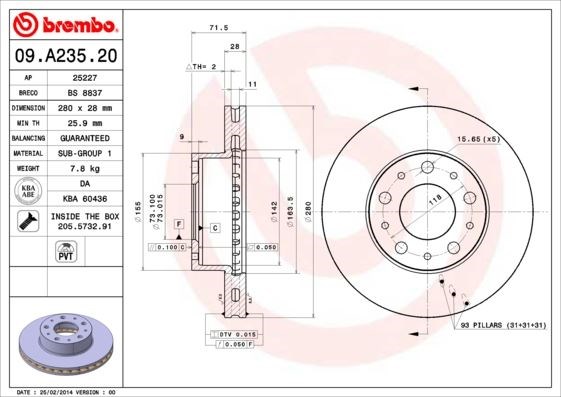 Peugeot Boxer III Citroen Jumper III Fiat Ducato III Ön Fren Diski BREMBO