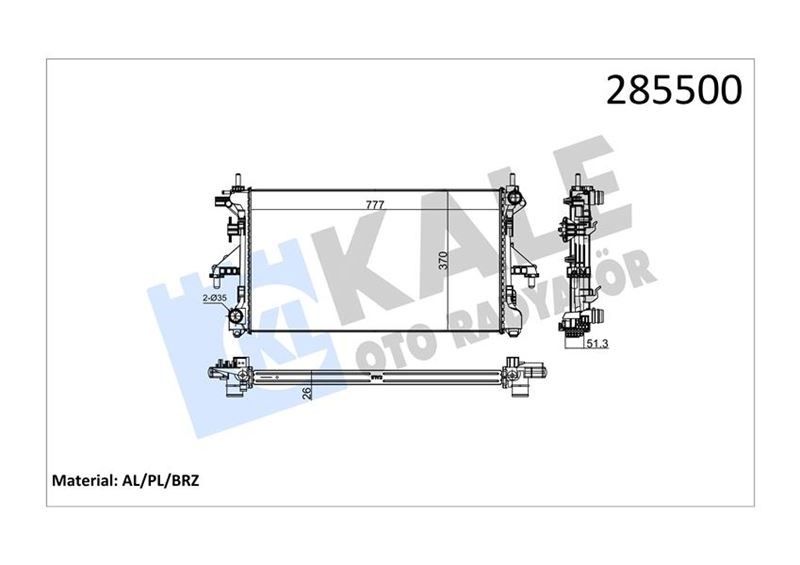 Peugeot Boxer Motor Su Radyatörü 2.2 HDI Klimasız Mekanik KALE-RADYATOR