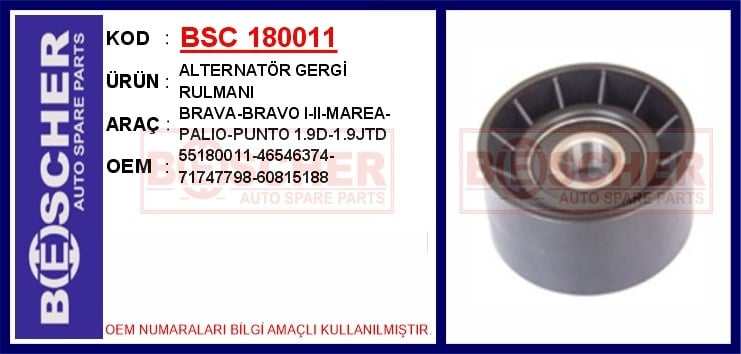 Fiat Brava Bravo 1 Bravo 2 Marea Palio Punto Alternatör Gergi Rulmanı BESCHER