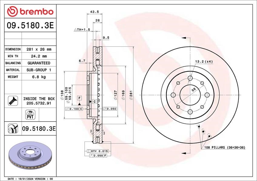 FIAT BRAVO II ÖN FREN DİSKİ HAVALI BREMBO