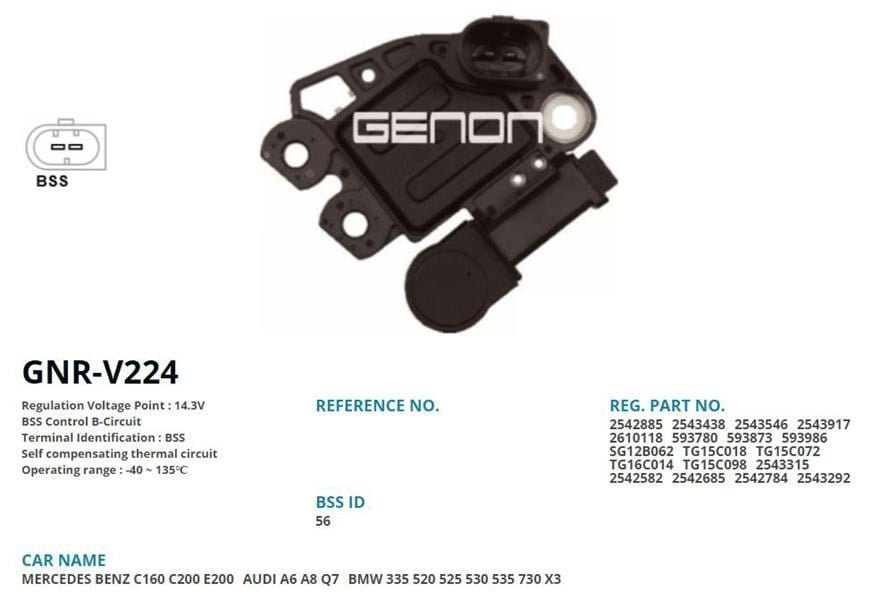 Mercedes C180 C200 E200 CLK200 BMW 520 525 530 730 X3 Audi A6 Alternatör... GENON