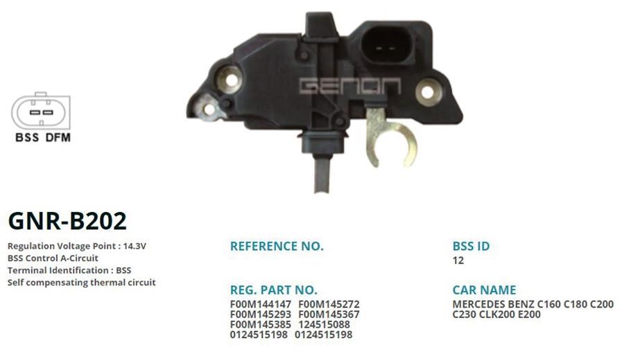 Mercedes C180 Alternatör Konjektörü 12V BSS GENON