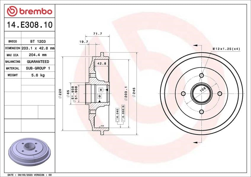 Citroen C2 Arka Fren Kampanası Rulmansız BREMBO