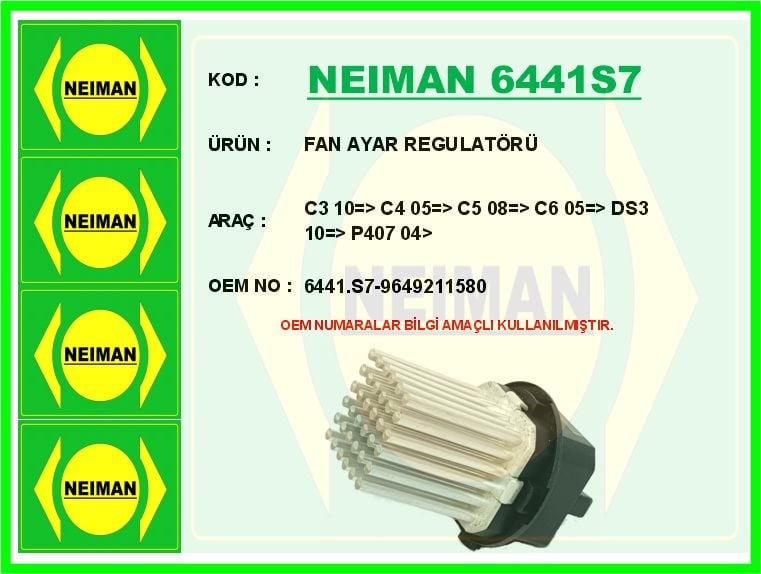 Citroen C3 C4 C5 C6 DS3 Peugeot 407 Fan Ayar Regülatörü BESCHER