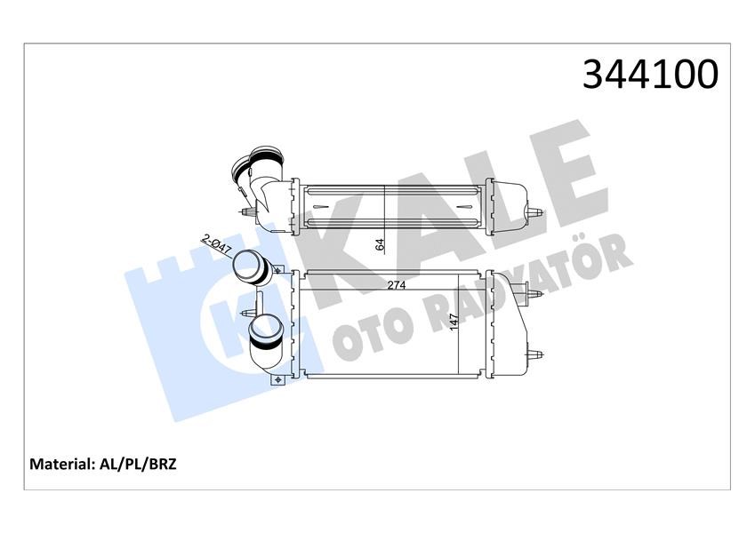 Citroen C3 Turbo Radyatörü Intercooler 1.4HDI 16V KALE-RADYATOR