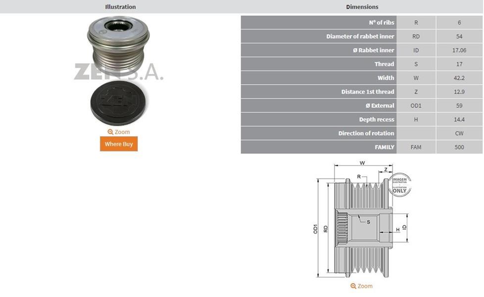 Citroen C3 II DS3 Peugeot 2008 208 301 Alternatör Kasnağı 6 Kanal ZEN