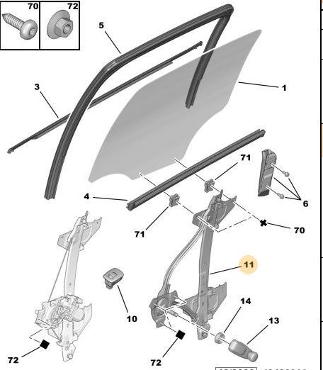 Citroen C3 II Arka Kapı Manuel Cam Krikosu Sol [10-16] PSA