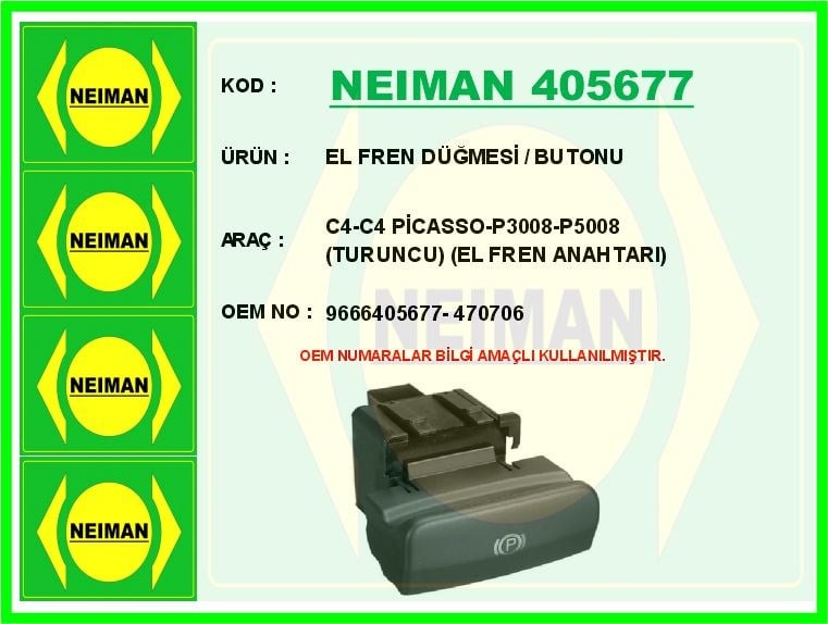 Citroen C4 Picasso Peugeot 3008 5008 El Fren Düğmesi Turuncu BESCHER