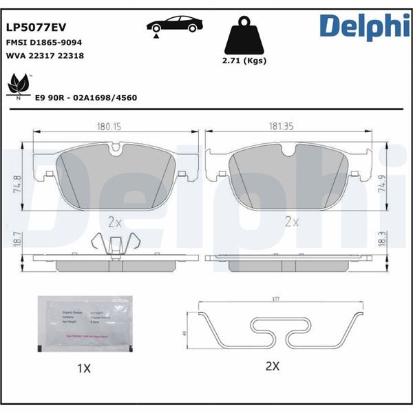 Volvo C40 Elektrikli Ön Fren Balatası DELPHI