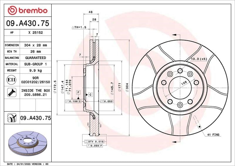 Citroen C5 Jumpy Expert Scudo Ön Fren Aynası Havalı BREMBO
