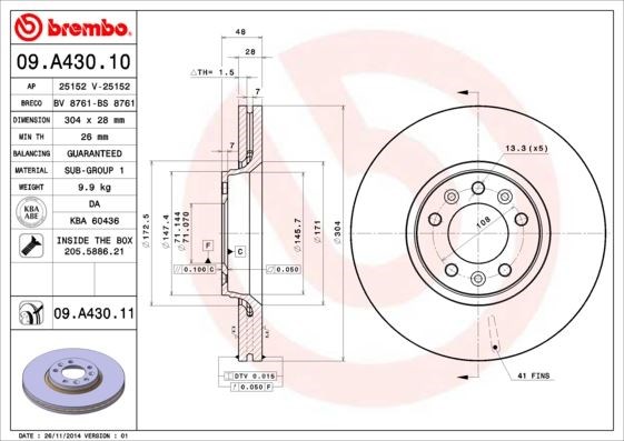 Citroen C5 Jumpy Expert Scudo Ön Fren Aynası Hava Kanallı BREMBO
