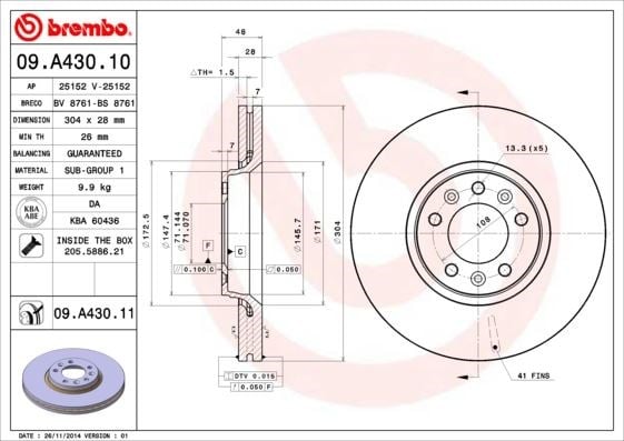 Citroen C5 Jumpy Expert Scudo Ön Fren Aynası Hava Kanallı BREMBO