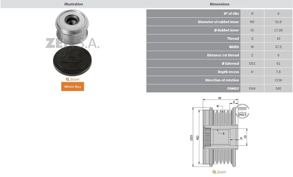 Volvo C70 S40 S60 S70 S80 V70 XC70 SC90 Alternatör Kasnağı 6 Kanal ZEN